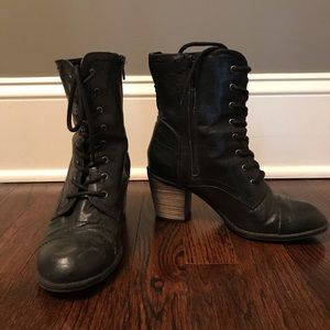 Diba Black Lace Up Combat Ankle Boots
